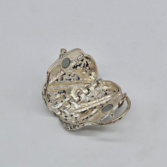 Vintage Purse Locket Charm Floral Filigree Silver-Tone Magnetic Open and Close - Picture 3 of 4